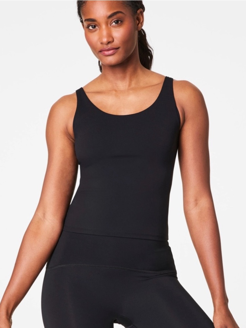 SPANX Black Racerback Tank Top with Scoop Neck